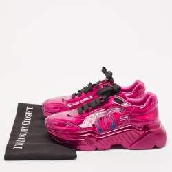 Dolce & Gabbana Iridescent Patent DG Logo Lace Up Sneakers Size 37
