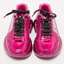 Dolce & Gabbana Iridescent Patent DG Logo Lace Up Sneakers Size 37