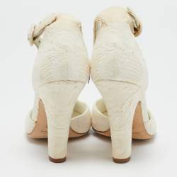 Dolce & Gabbana White Jacquard Mary Jane Pumps Size 38