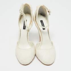 Dolce & Gabbana White Jacquard Mary Jane Pumps Size 38
