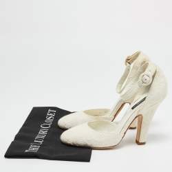 Dolce & Gabbana White Jacquard Mary Jane Pumps Size 38