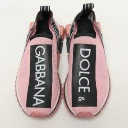 Dolce & Gabbana Pink Stretch Fabric Sorrento Slip-On Sneakers Size 39