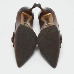 Pre Owned Dolce & Gabbana Brown Leather Fringe Loafer Pumps Size 36.5