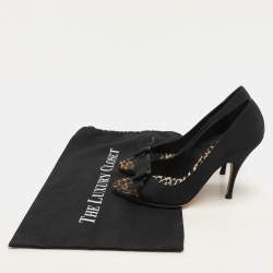 D&G Black Fabric Bow Peep Toe Pumps Size 39.5