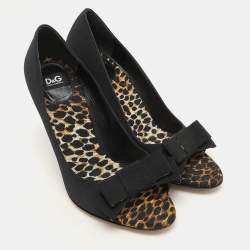 D&G Black Fabric Bow Peep Toe Pumps Size 39.5