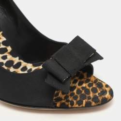 D&G Black Fabric Bow Peep Toe Pumps Size 39.5