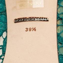 Pre Owned Dolce & Gabbana Green Lace Bellucci Crystal Embellished Pumps Size 39.5