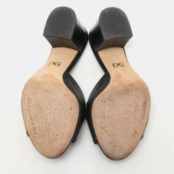 Dolce & Gabbana Black Lizard Embossed Leather Slide Sandals Size 36
