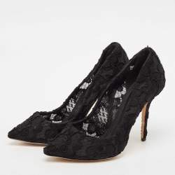 Dolce & Gabbana Black Lace Bellucci Pointed Toe Pumps Size 39