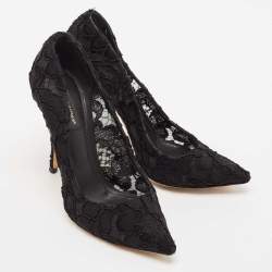 Dolce & Gabbana Black Lace Bellucci Pointed Toe Pumps Size 39