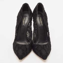 Dolce & Gabbana Black Lace Bellucci Pointed Toe Pumps Size 39