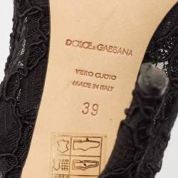 Dolce & Gabbana Black Lace Bellucci Pointed Toe Pumps Size 39