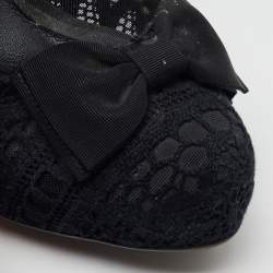 Pre Owned Dolce & Gabbana Black Crochet Lace Bow Platform Pumps Size 40