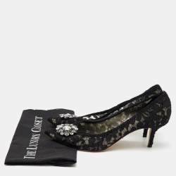 Dolce & Gabbana Black Lace Bellucci Crystal Embellished Pumps Size 41.5