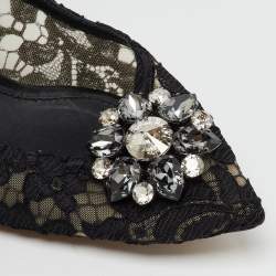 Dolce & Gabbana Black Lace Bellucci Crystal Embellished Pumps Size 41.5