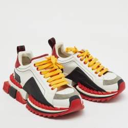 Dolce & Gabbana Multicolor Leather and Rubber Super King Lace Up Sneakers Size 39