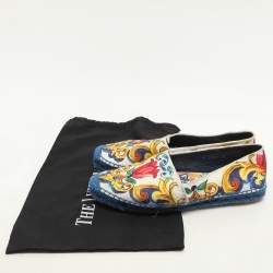 Dolce & Gabbana Multicolor Majolica Print Canvas Slip On Espadrilles Size 38