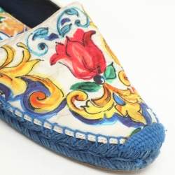 Dolce & Gabbana Multicolor Majolica Print Canvas Slip On Espadrilles Size 38