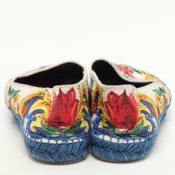 Dolce & Gabbana Multicolor Majolica Print Canvas Slip On Espadrilles Size 38