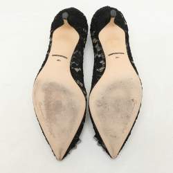 Pre Owned Dolce & Gabbana Black Lace Bellucci Pumps Size 38.5