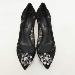 Pre Owned Dolce & Gabbana Black Lace Bellucci Pumps Size 38.5