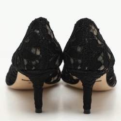 Pre Owned Dolce & Gabbana Black Lace Bellucci Pumps Size 38.5