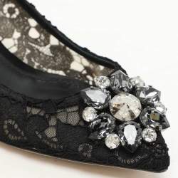 Pre Owned Dolce & Gabbana Black Lace Bellucci Pumps Size 38.5