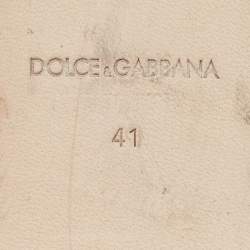 Pre Owned Dolce & Gabbana Pink Leather DG Logo Flat Slides Size 41