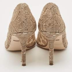 Pre Owned Dolce & Gabbana Beige Lace Bellucci Pumps Size 38