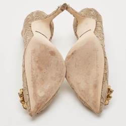 Pre Owned Dolce & Gabbana Beige Lace Bellucci Pumps Size 38