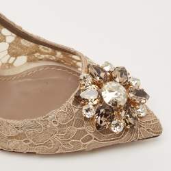 Pre Owned Dolce & Gabbana Beige Lace Bellucci Pumps Size 38