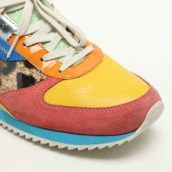 مملوكة مسبقًا Dolce & Gabbana Multicolor Leather, Suede and Patent Leather Low Top Sneakers Size 39