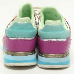 مملوكة مسبقًا Dolce & Gabbana Multicolor Leather, Suede and Patent Leather Low Top Sneakers Size 39