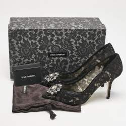 Dolce & Gabbana Black Lace Bellucci Pumps Size 38.5