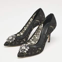 Dolce & Gabbana Black Lace Bellucci Pumps Size 38.5