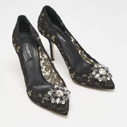 Dolce & Gabbana Black Lace Bellucci Pumps Size 38.5