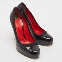Pre Owned Dolce & Gabbana Black Patent Leather Bow Platform Pumps Size 40