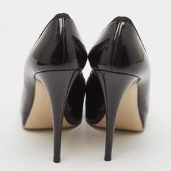 Pre Owned Dolce & Gabbana Black Patent Leather Bow Platform Pumps Size 40