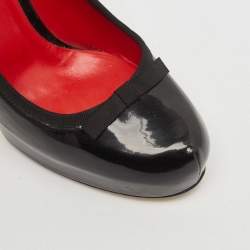 Pre Owned Dolce & Gabbana Black Patent Leather Bow Platform Pumps Size 40