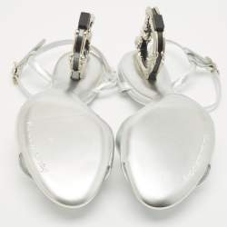 Dolce & Gabbana Silver Leather Keira DG Baroque Sandals Size 38