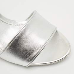 Dolce & Gabbana Silver Leather Keira DG Baroque Sandals Size 38