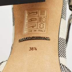 Pre Owned Dolce & Gabbana Black/White Canvas Mary Jane Pumps Size 38.5