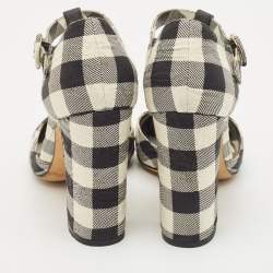 Pre Owned Dolce & Gabbana Black/White Canvas Mary Jane Pumps Size 38.5