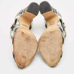 Pre Owned Dolce & Gabbana Black/White Canvas Mary Jane Pumps Size 38.5