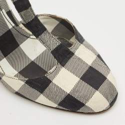 Pre Owned Dolce & Gabbana Black/White Canvas Mary Jane Pumps Size 38.5