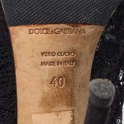 Dolce & Gabbana Black Lace Open Toe Ankle Boots Size 40