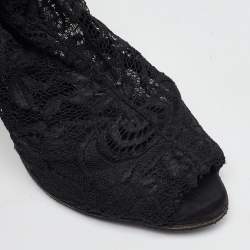 Dolce & Gabbana Black Lace Open Toe Ankle Boots Size 40