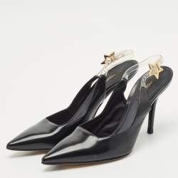 Pre Owned Dolce & Gabbana Black Leather and PVC Slingback Pumps Size 37.5