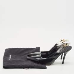 Pre Owned Dolce & Gabbana Black Leather and PVC Slingback Pumps Size 37.5