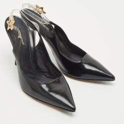 Pre Owned Dolce & Gabbana Black Leather and PVC Slingback Pumps Size 37.5